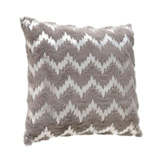 Μαξιλάρι υφασμάτινο γκρι/ασημί με γούνα 45x45cm Inart 3-40-300-0021