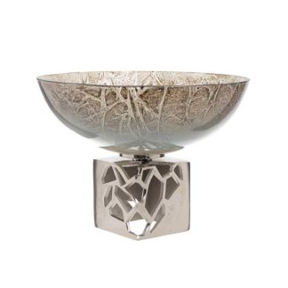 Μπωλ γυάλινο/μεταλλικό ασημί/μαύρο Δ36x26cm Inart 3-70-162-0090