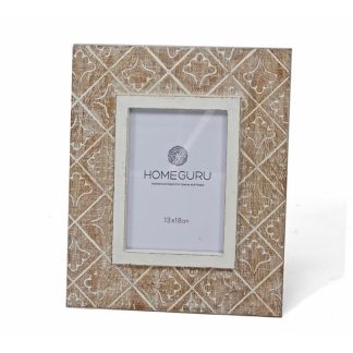 Ξύλινη φωτογραφοθήκη με ανάγλυφο σε σχήμα ρόμβου 13X18cm HomeGuru ID161