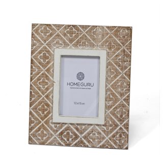 Ξύλινη φωτογραφοθήκη με ανάγλυφο σε σχήμα ρόμβου 10X15cm HomeGuru ID160
