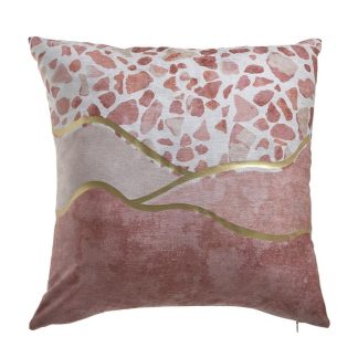 Μαξιλάρι Σενίλ Ροζ-Χρυσό 45x45cm Inart 3-40-359-0040