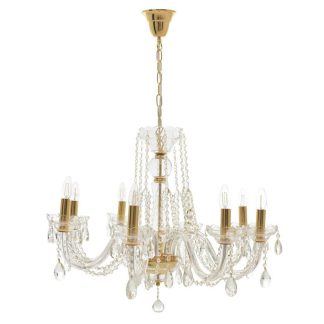 Πολυέλαιος 8φωτος γυάλινος/ μεταλλικός με κρύσταλλα χρυσός/ διάφανος Δ82x70cm Inart 3-10-917-0062