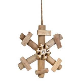 Νιφάδα ξύλινη με κεραμικό σμάλτο μπεζ 30cm Espiel HIP222