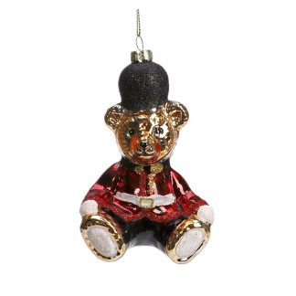 Στολίδι γυάλινο αρκουδάκι 7,8x6x13cm κόκκινο Homeguru ΧΜ758