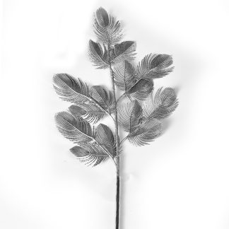 Φτερό παγωνιού ματ ασημί 65cm Homeguru AX749