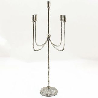 Κηροπήγιο 5 θέσεων μεταλλικό αντικέ ασημί 25x25x73cm Homeguru HT615 24597