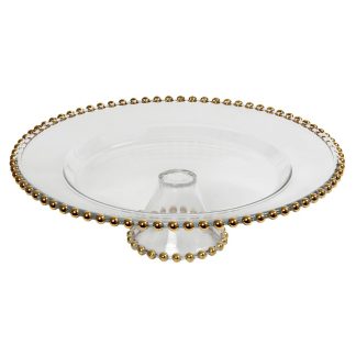 Πιατέλα με πόδι και χρυσό χείλος Atlas 34cm Espiel AD4915