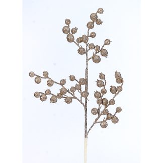 Σαμπανί κλαδί με γκλίτερ berries 60cm Vetur BV 99104