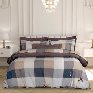 Σεντόνια σετ/4 υπέρδιπλα 235x260cm καφέ/γκρι/μπεζ Greenwich Polo Club 2164