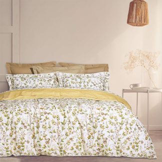 Σεντόνια σετ/4 υπέρδιπλα prestige 240x260cm εκρού/πράσινο Das Home 1675