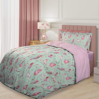 Παπλωματοθήκη σετ2 μονή 160x240cm μέντα/ροζ Greenwich Polo Club 8815