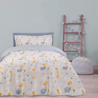 Παπλωματοθήκη σετ2 μονή kid 160x240cm μπεζ/κίτρινο/μπλε Das Home 4824