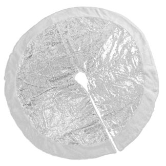 Ποδιά δέντρου ασημί με παγιέτες και λευκό γούνινο τελείωμα 10x120cm Iliadis 84729