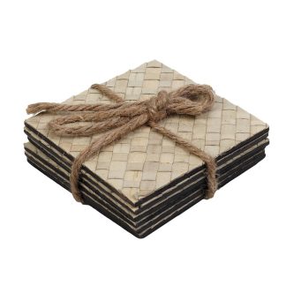 Σουβέρ σετ 6 τετραγάγωνα ψάθα 10x10x0,3cm Espiel GAR118K6