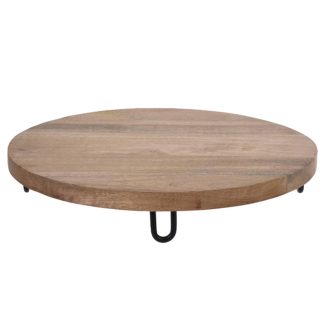 Δίσκος στρογγυλός από mango, μεταλλικά ποδιά 39x39x6cm Zaros 22956 HE132