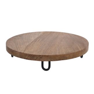 Δίσκος στρογγυλός από mango μεταλλικά ποδιά 29x29x6cm Zaros 22955 HE131