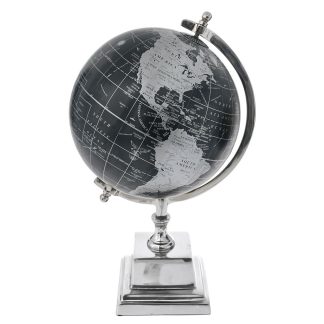 Υδρόγειος σφαίρα διακοσμητική νίκελ μαύρη 23x36cm Iliadis 78559