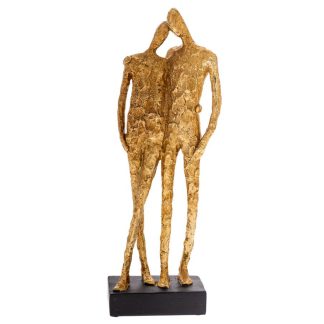 Ζευγάρι χρυσό πολυρεζίνης σε μαύρη βάση 12x6x37cm Iliadis 84560