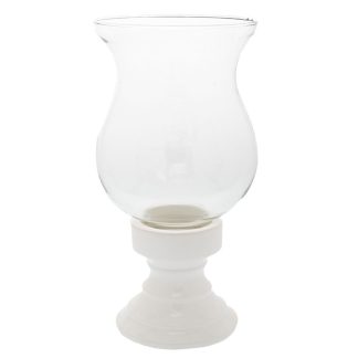 Κηροπήγιο λαμπογυάλι με κεραμική λευκή βάση 20,5x20,5x39cm Iliadis 85086