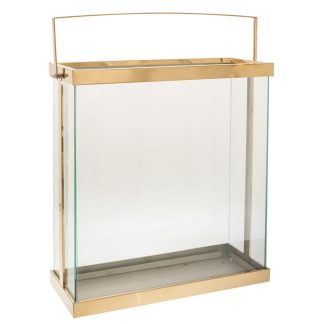 Φανάρι χρυσό ανοιχτό με μεταλλική βάση & οροφή 44x19x46cm Iliadis 85144