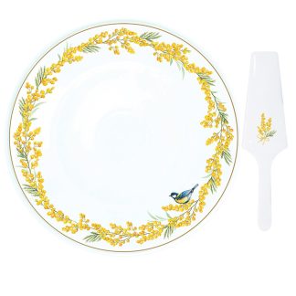 Σετ τουρτιέρα/σπάτουλα Mimosa πορσελάνης 32cm Marva 1112MIMO