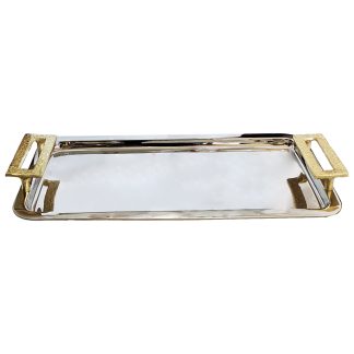 Δίσκος παρ/μος ασημί με χρυσή λαβή 50x25cm Capolavoro 21.000.1011