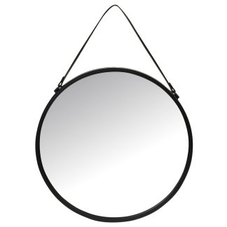 Καθρέπτης μεταλλικός στρογγυλός με λαβή pu μαύρο 55cm Espiel TAX102
