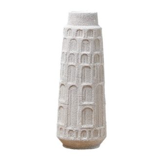 Βάζο ανάγλυφο λευκό πολυρεζίν s 13x13x33,5cm Espiel FIK208