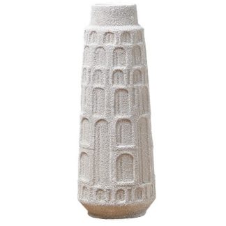 Βάζο ανάγλυφο λευκό πολυρεζίν l 15, 5x15, 5x41, 5cm Espiel FIK209