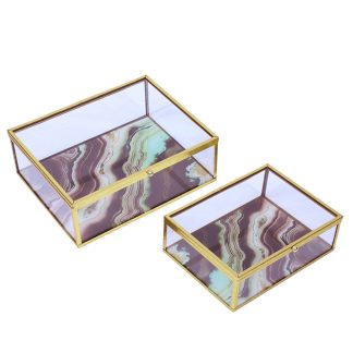 Μπιζουτιέρα σετ 2τμχ γυάλινη "onyx" 20/23cm Zaros 26020 HE409