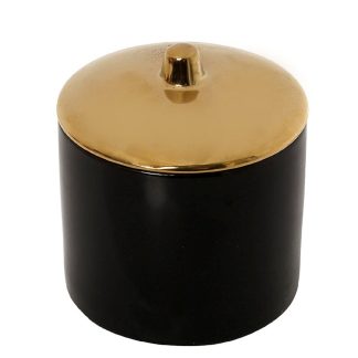 Δοχείο με καπάκι κεραμικό μαύρο-χρυσό 10x10x10,5cm Espiel ROD206K4