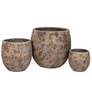 Κασπώ σετ/3 μπεζ πήλινο με σχέδιο 23x21/34x31/45x41cm Iliadis 85167