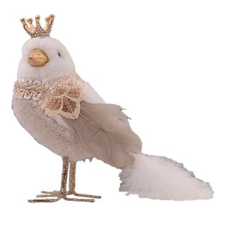 Πουλί με κόρωνα λευκό/χρυσό 18cm Vetur 16606