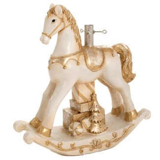Βάση δέντρου κουνιστό άλογο λευκό/χρυσό κεραμικό 42x42x44cm Iliadis 87009
