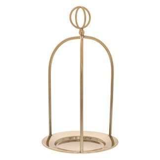 Δίσκος με χερούλι χρυσός μεταλλικός 17x24cm Iliadis 86764