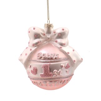 Μπάλα γυάλινη babys 1st ροζ 13,5cm Vetur BV 13332