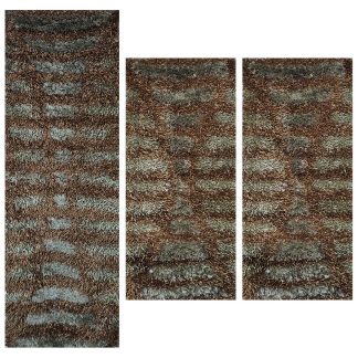 Χαλία σετ/3 polyester brown 70x150cm 70x220cm Koulis Carpets FORESTER