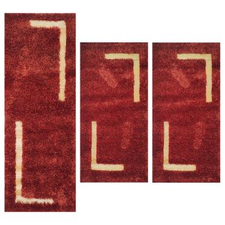 Χαλία σετ/3 polyester with leather terra 70x150cm 70x220cm Koulis Carpets SG-13