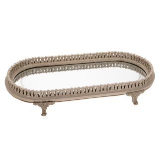 Δίσκος ασημί πολυρεζιν με επιφάνεια καθρέφτη 41x20x6cm Iliadis 89015