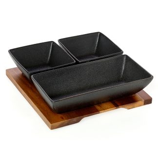 Ορντεβιέρα 3 θέσεων Acacia τετράγωνη 4τμχ 1271 20,5x20,5cm Cryspo Trio 65.000.203