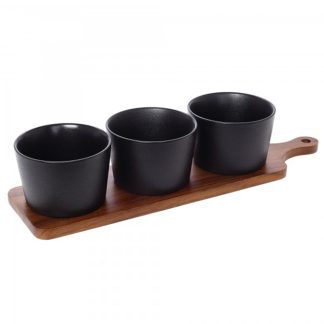 Ορντεβιέρα 3 θέσεων Acacia παραλληλόγραμμη χέρι 1445 39,5x10,5cm Cryspo Trio 65.000.215