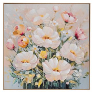 Πίνακας με λουλούδια σε τυπωμένο καμβά με κορνίζα 100x100cm Iliadis 92715