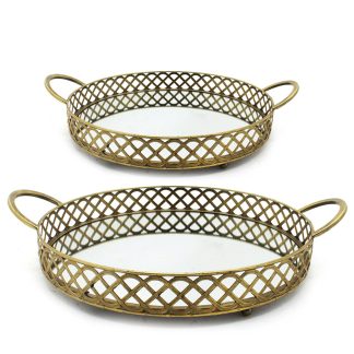 Δίσκοι στρογγυλοί με καθρέπτη σετ 2 50cm Zaros 22174 HT530