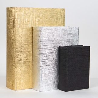 Βιβλία/κουτιά σετ/3 διακοσμητικά ξύλινα ασημί-μαύρο-χρυσό 30x22x7,5cm Eurolamp 752-17034