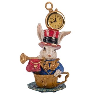 Λαγός πασχαλινός με ρολόι σε φλυτζάνι πολυρεζίν 14.5x11x22cm Eurolamp 818-00092